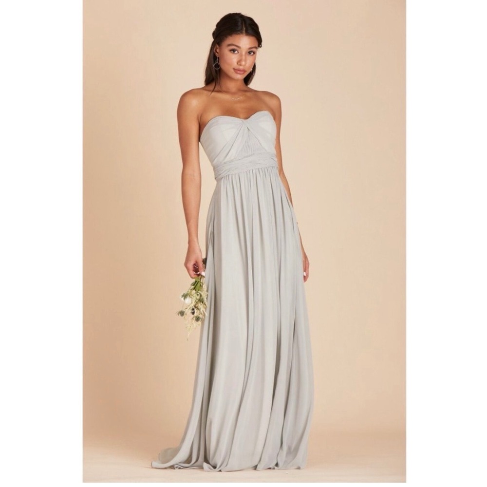 New Birdy Grey Grace Convertible Maxi Dress Women L Dove Gray Bridesmaid Formal